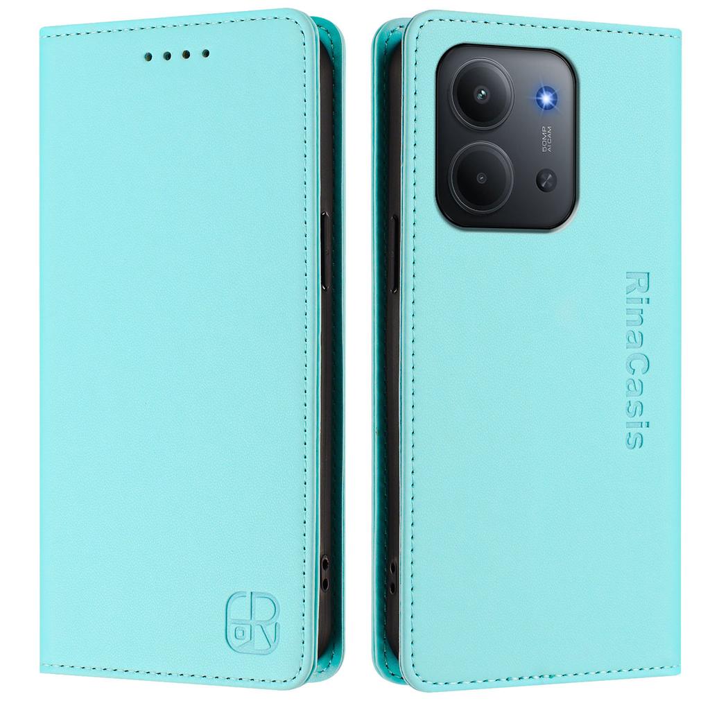 Для Xiaomi Redmi 15C 5G (США) (173мм)/Xiaomi Redmi 15C 4G (США) (173мм) Кожаный чехол RINACASIS RC01 Чехол для телефона с RFID-блокировкой Кошелек Подставка