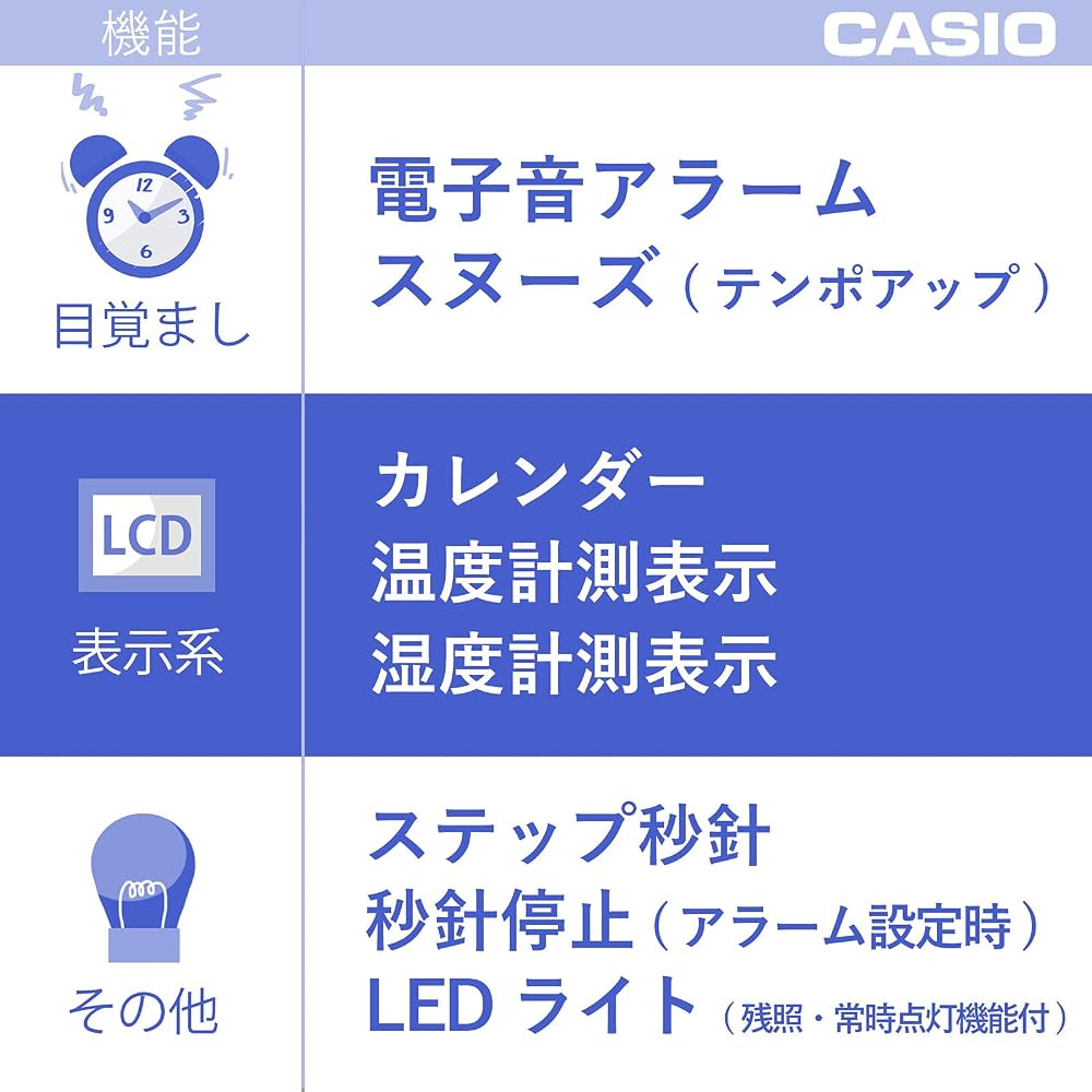 CASIO Alarm Clock, Radio-Controlled, Silver, Analog, Always-On Display, Temperature, Humidity, Calendar, TTM-160NJ-8JF