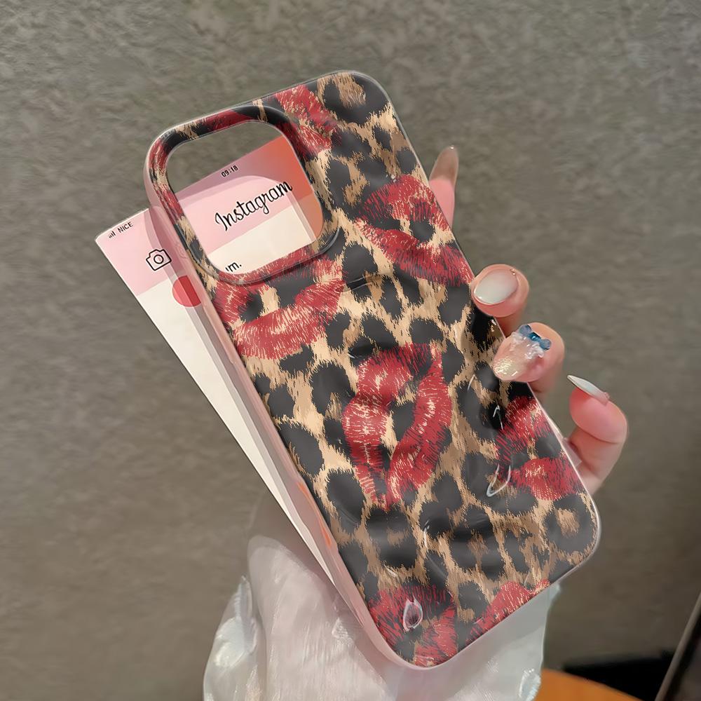 Чехол для телефона из мягкого ТПУ с принтом губ и леопардовым принтом для iPhone 17 16 15 14 13 12 11 Pro Max Air 16 Plus Прозрачная силиконовая крышка