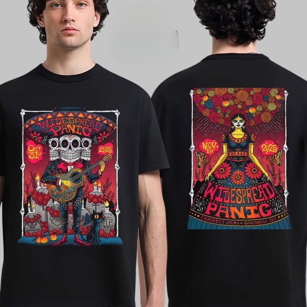Best Widespread Panic Savannah Georgia Merch Event Poster Enmarket Arena on October 31 and November 1 2025 Day of The Death Art