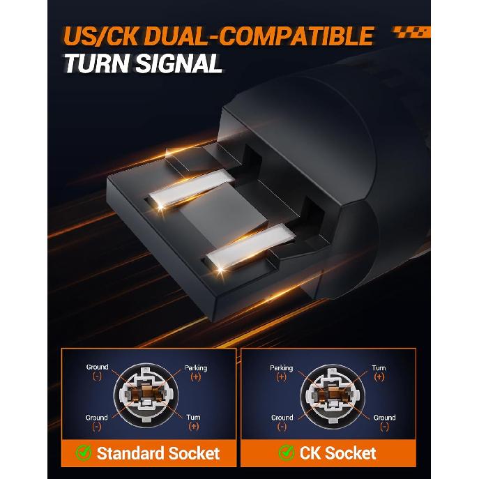 SEALIGHT 7443 7440 LED Bulb Amber, 2025 Canbus 7444na Front/Rear Turn Signal Bulb with Built In Resistor Anti Hyper Flash 7440a W21W 7441 WY21W T20,