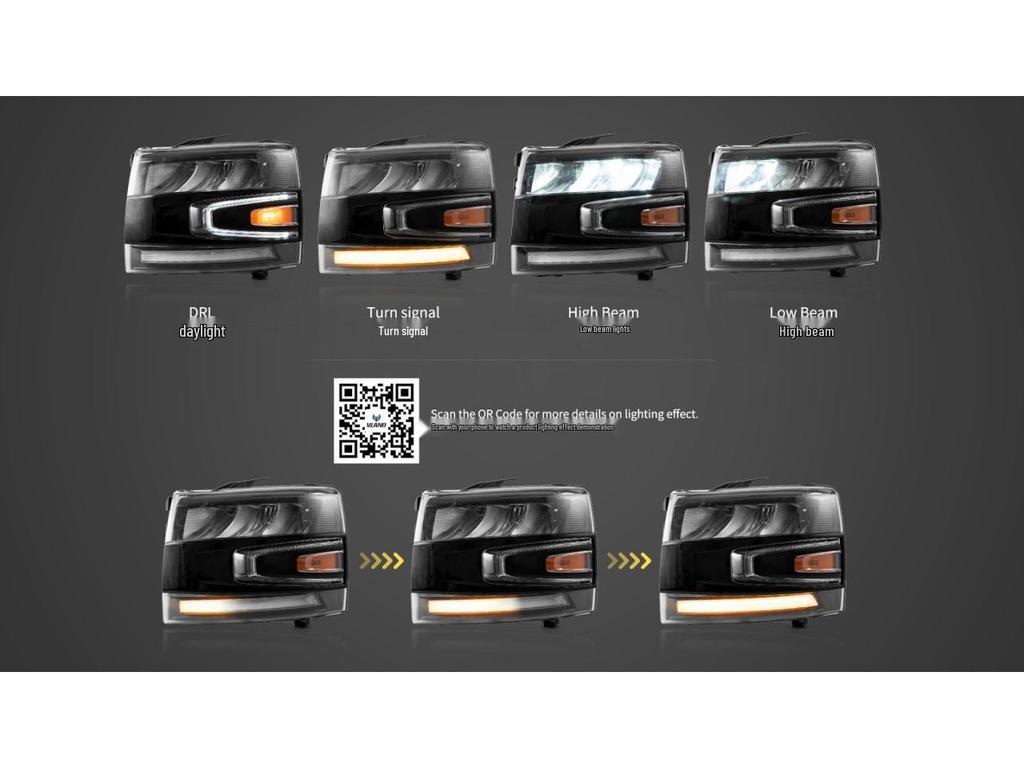 Chevrolet Silverado 07-13 LED Headlight Assembly with Flowing Turn Signal