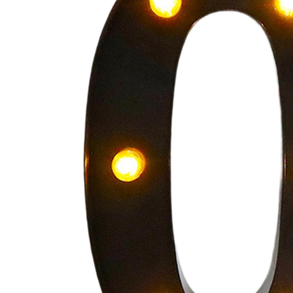 Black Marquee Number Lamp Lighted Light Warm White Up Sign for