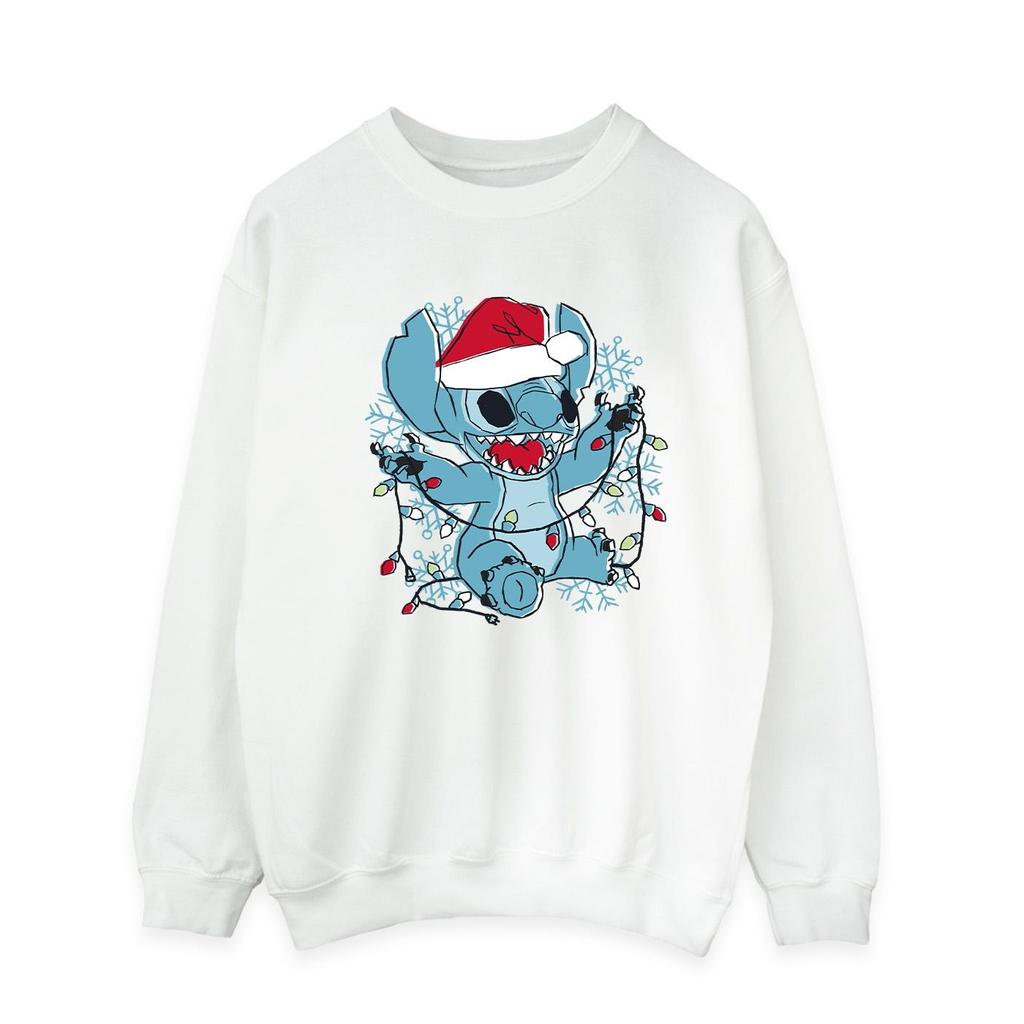 Disney Mens Lilo And Stitch Christmas Lights Sketch Sweatshirt