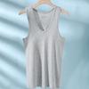 Men's White Pure Cotton Sleeveless Tank Top - Summer Fitness & Sports