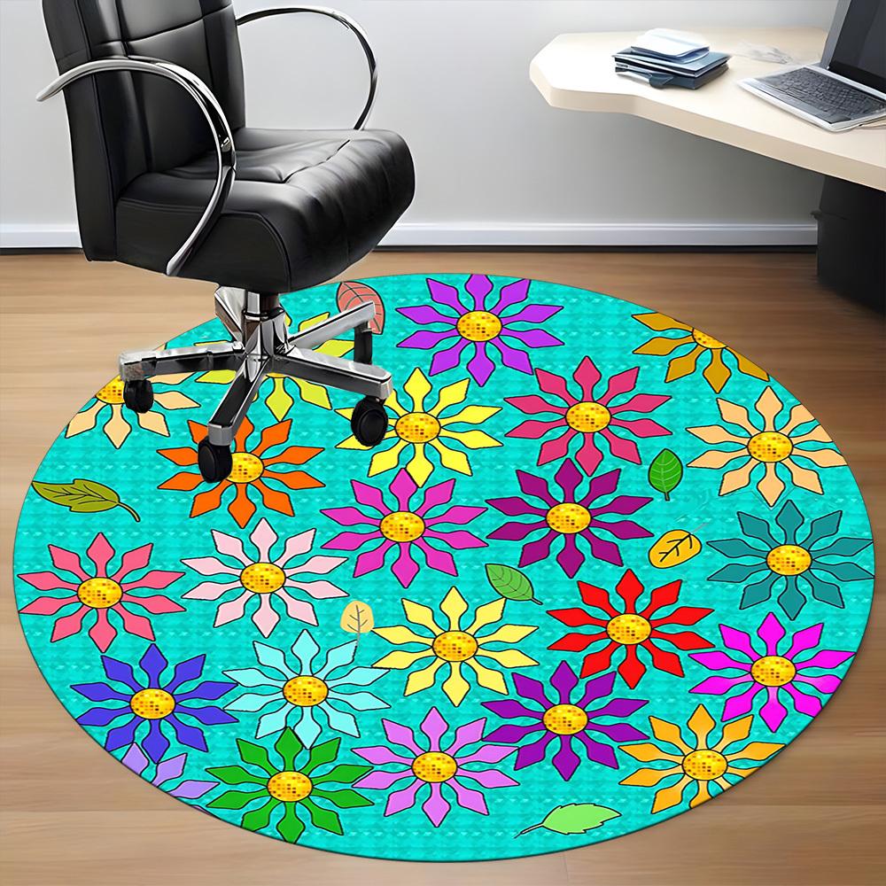 1pc Flower Mandala Chair Carpet for Office, Non-slip, Soft and Durable Office Rug, Perfect for Office yy260131089