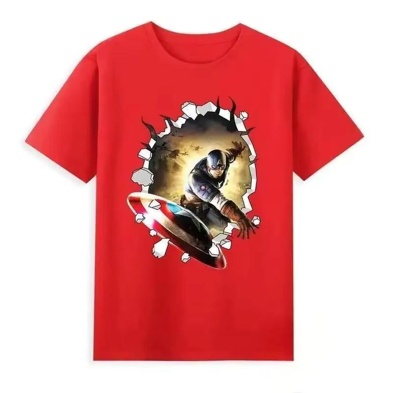 heroes are back SpiderUnisex Unisex Captain America 3 shortsleeved Tshirts summer couple Tshirts