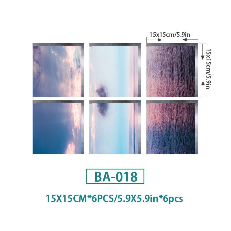 6PCS Ocean Wave Bathtub Sticker Non-slip Waterproof 3D Effect Self-adhesive Bathroom Decal PVC Removable Decorative Mural 15x15cm