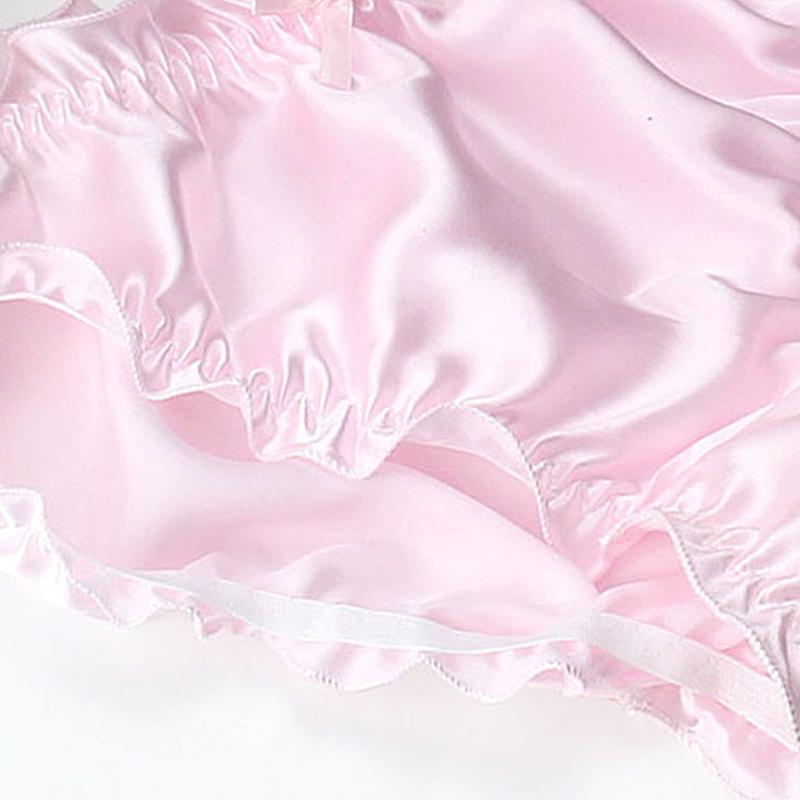 Женское нижнее белье в стиле Лолиты для девочек, шелковые трусики с бантом, нижнее белье с оборками, трусы, бикини