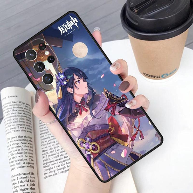 Чехол для телефона Genshin Raiden Shogun Чехол Для Samsung Galaxy S24 S25 Ultra S21 S22 Ultra S10E Note 10 Plus Note 20 FE S23