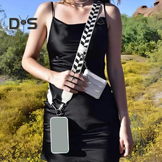 Mobile Phone Strap with Zippered Pouch Mini Card Holder Crossbody Adjustable Length Clip And Go Cellphone Hanging Strap