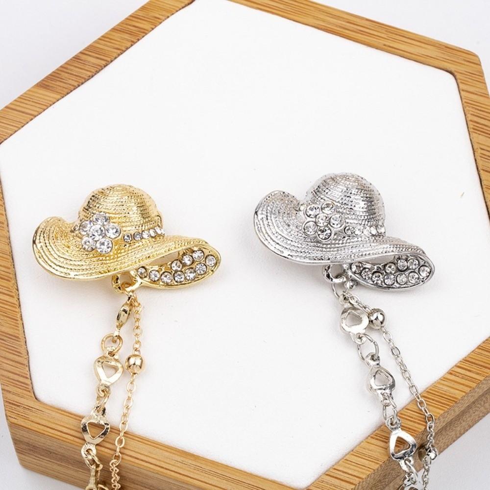 Zinc Zinc Alloy Tassel Pendant Brooch Personality Zircon Badge Pin Crystal Hat Bow Brooch  Clothes Decoration