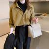 Women Corduroy Shirt Lapel Long Sleeve Single-Breasted Shirt Tops Bottoms Tops Layer Wear Commuter Style Shirt