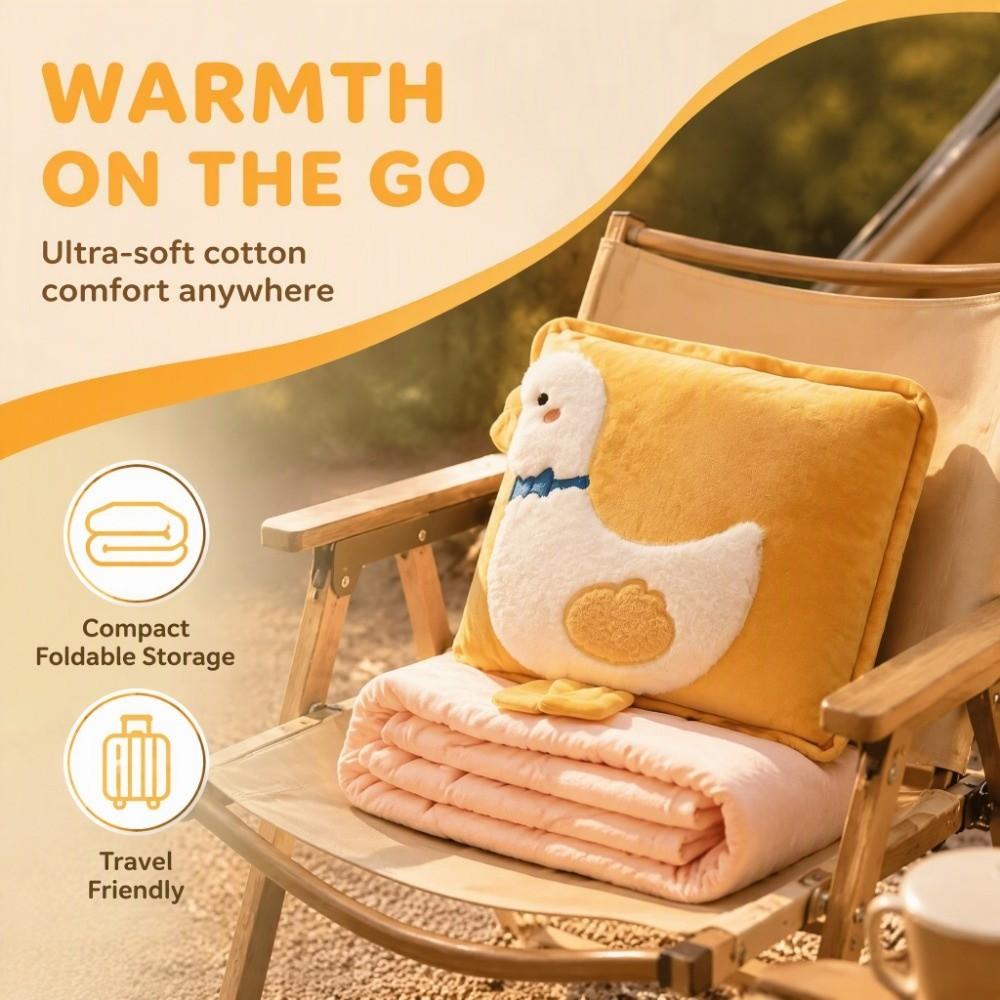 Soft Travel Blanket Comfortable Car Pillow Cartoon Embroidery 2 in 1 Pillow Blanket  Household