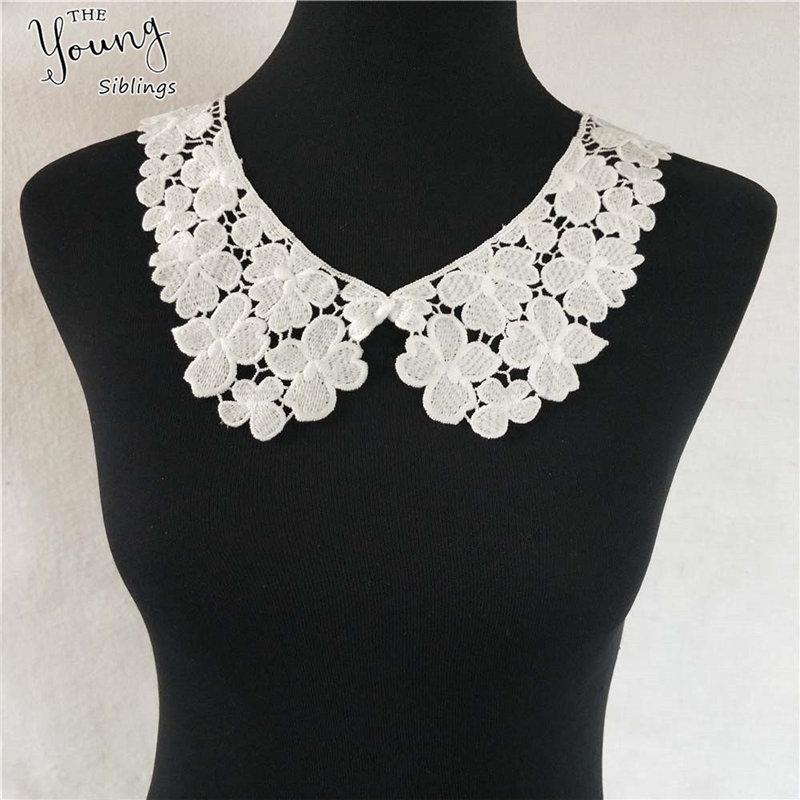 Fashion Style White Lace Fabric Neckline Embroidery Applique Lace Collar DIY Trim Sewing Clothing Accessories Craft Supplies