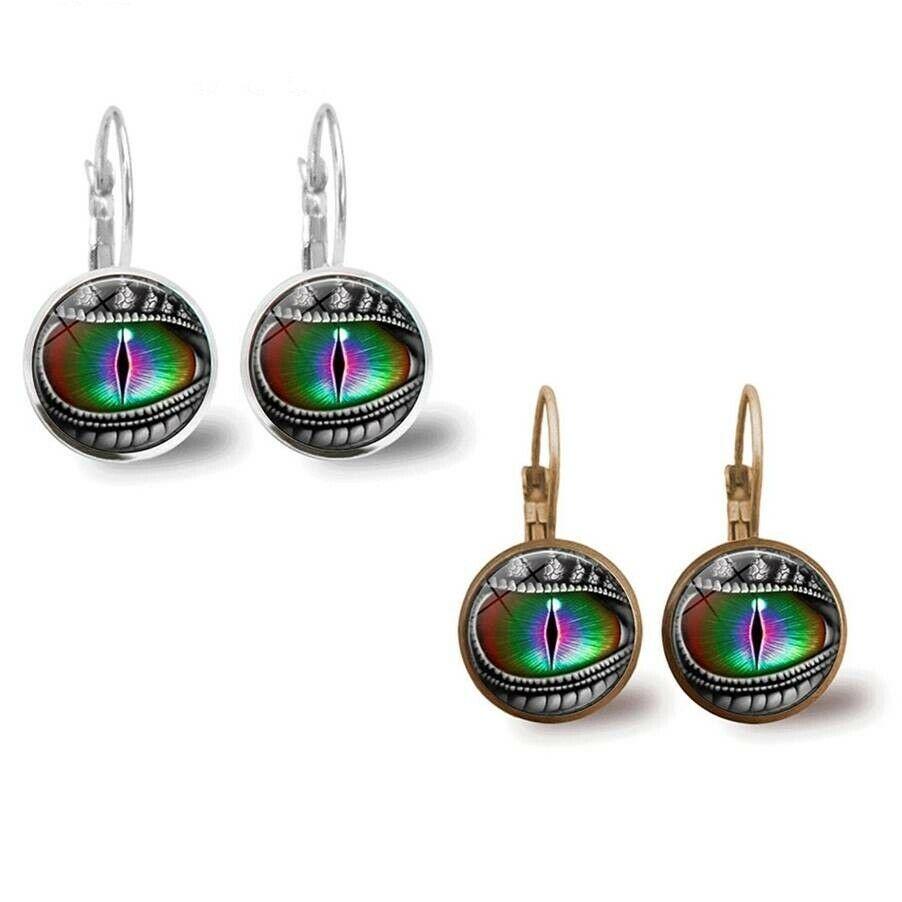 Серьги под латунь и серебро с изображением глаза дракона