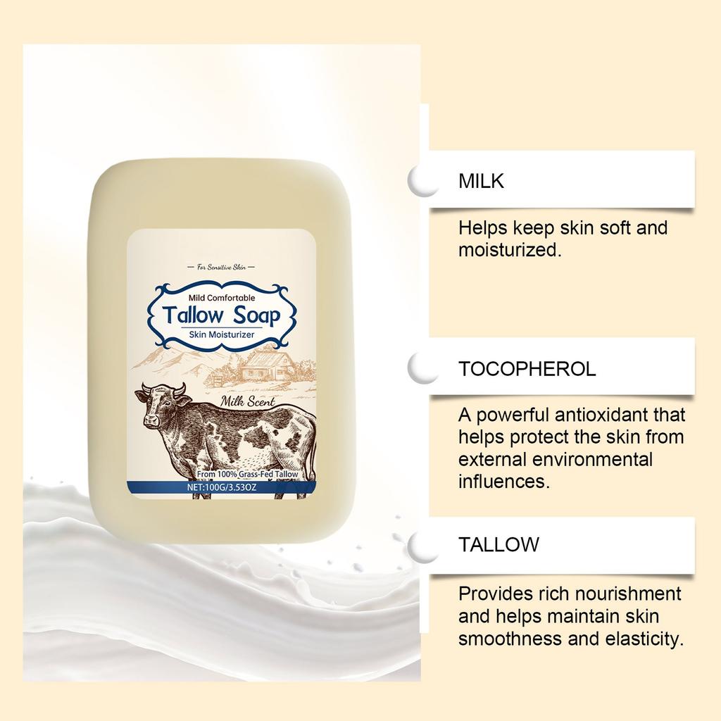 Tallow Soap Mild Deep Cleansing Soap Plant Serum Oil Moisturiz Mild Ingredients, Suitable For Different Skin Types, Cleansing 100G