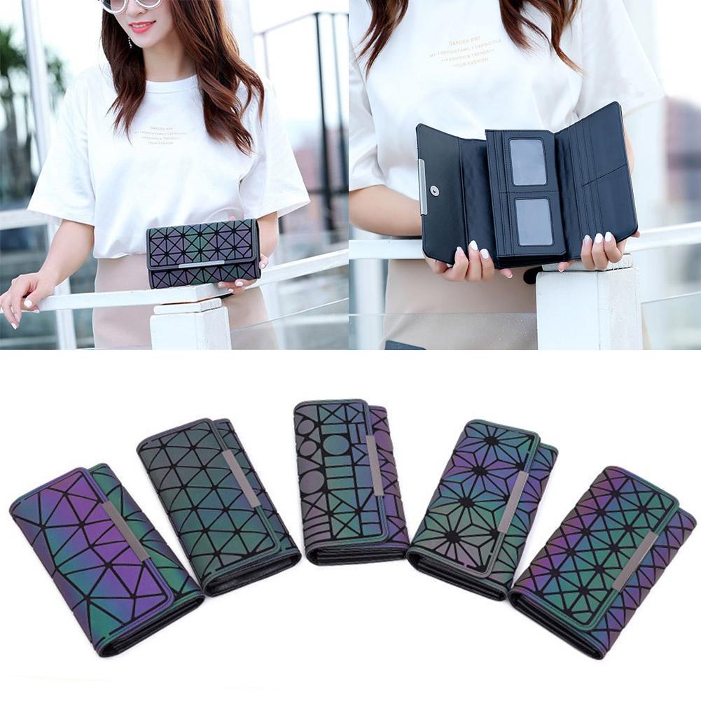 Women Wallet Clutch Female Long Noctilucent Purse Geometric Zipper Glowing Phone Wallet Ladies Fashion Luminous Clutch