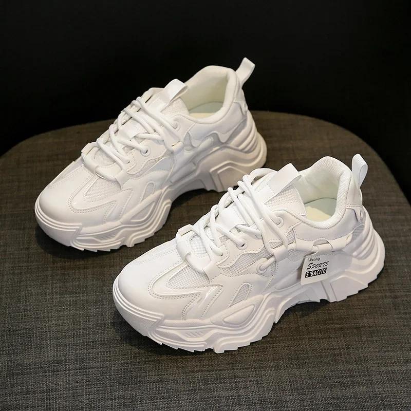 Туфли на платформе для женщин, повседневная обувь на шнуровке, дышащие, массивные, женские, нескользящие, Zapatillas Mujer2025