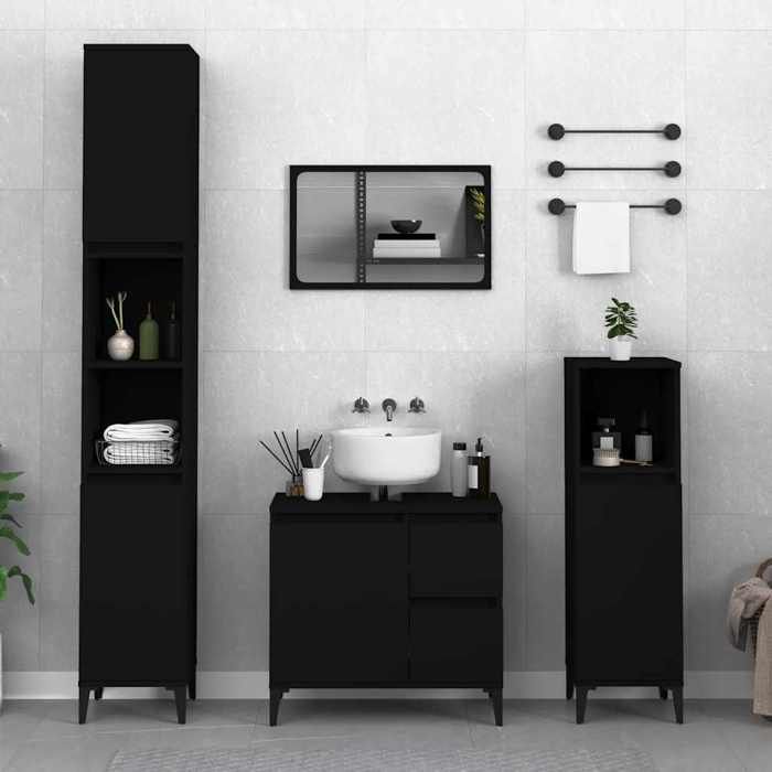 VidaXL Bathroom Cabinet Black 65x33x60 Cm Engineered Wood 819829