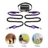 Dog Leash with Waist Bag Reflective Retractable Leash for Two Dogs Hands-Free Running Leash with Padded Handles Night Safety Walking Gear