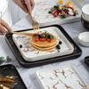 Creative Steak Square Tableware Set Marble Western Dish Ceramic Dish Plate Dish Sushi Desserts Tray