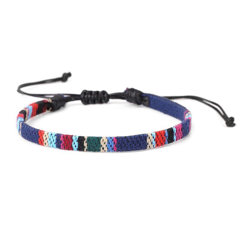 Модный браслет в стиле Богемия, этнические плетеные браслеты ручной работы, разноцветные вышитые веревочные браслеты для женщин и мужчин