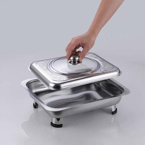 Чайник-мармит из нержавеющей стали, подогреватель для шведского стола со стеклянной крышкой, съемные ножки, тарелка для ужина для шведских столов, отелей, барбекю на открытом воздухе, кейтерингового обслуживания