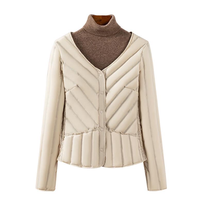 SNOWFLYING Women's 2024 Collarless Lightweight Down Puffer Jacket (X42134402F)