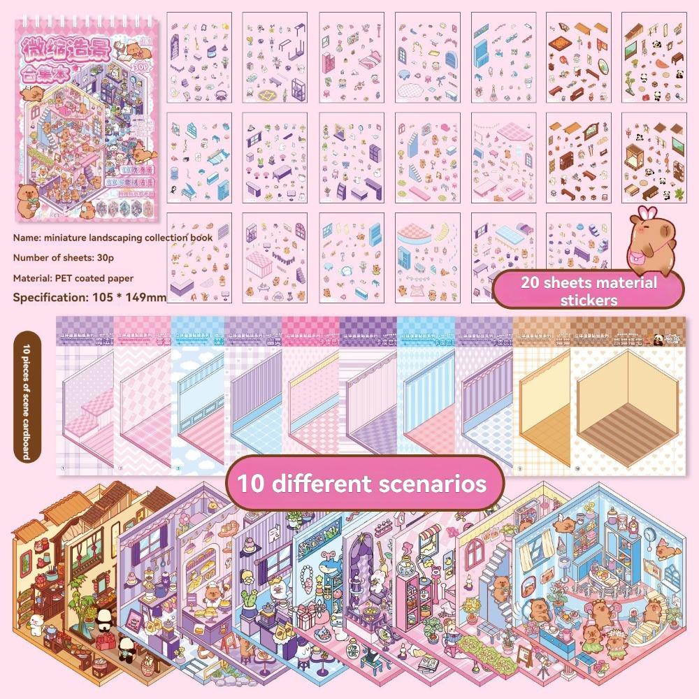Набор 3D-наклеек для мультфильмов, набор 10 в 1, миниатюрная сцена, набор для альбома для школьников