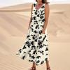 Women's Summer Casual Fashion Flower Printed Sleeveless  Pocket Dress