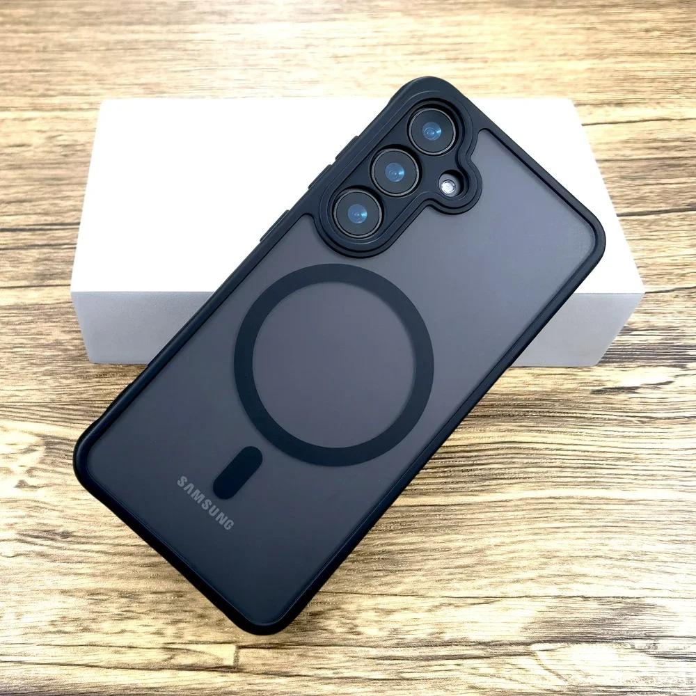 Матовый чехол для Samsung Galaxy A56 A36 A26 A16 A06 A55 A35 A54 A25 A15 A14 A05 для Magsafe, прочный магнитный чехол для беспроводной зарядки