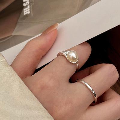 Кольцо из стерлингового серебра S925 с жемчугом, женский дизайн, особый интерес, легкая роскошь, высококачественный холодный стиль, модный указательный палец с открывающимся кольцом