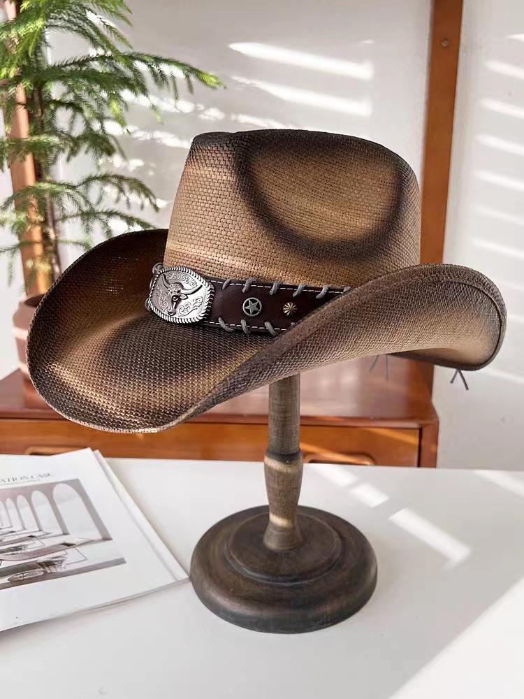 Розовая ковбойская шляпа в стиле вестерн, летняя солнцезащитная шляпа, соломенная шляпа для мужчин и женщин, ковбойская шляпа, сомбреро, хомбре