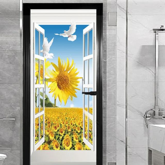 Наклейка на окно и внешнюю дверь для гостиной, спальни, сделай сам, самоклеящиеся обои, домашний декор, дверной плакат, ремонт, легко наклеивается