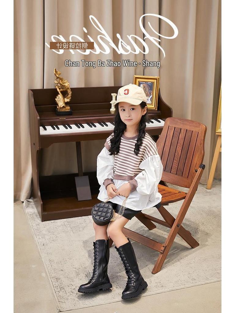 Girls' High-Top Princess Boots: Fashion Show Performance Simple Long Boots