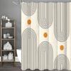 Modern Geometric Sun Arch Shower Curtain, Bathroom Decorative Shower Curtain, Waterproof Shower Curtain with Hooks