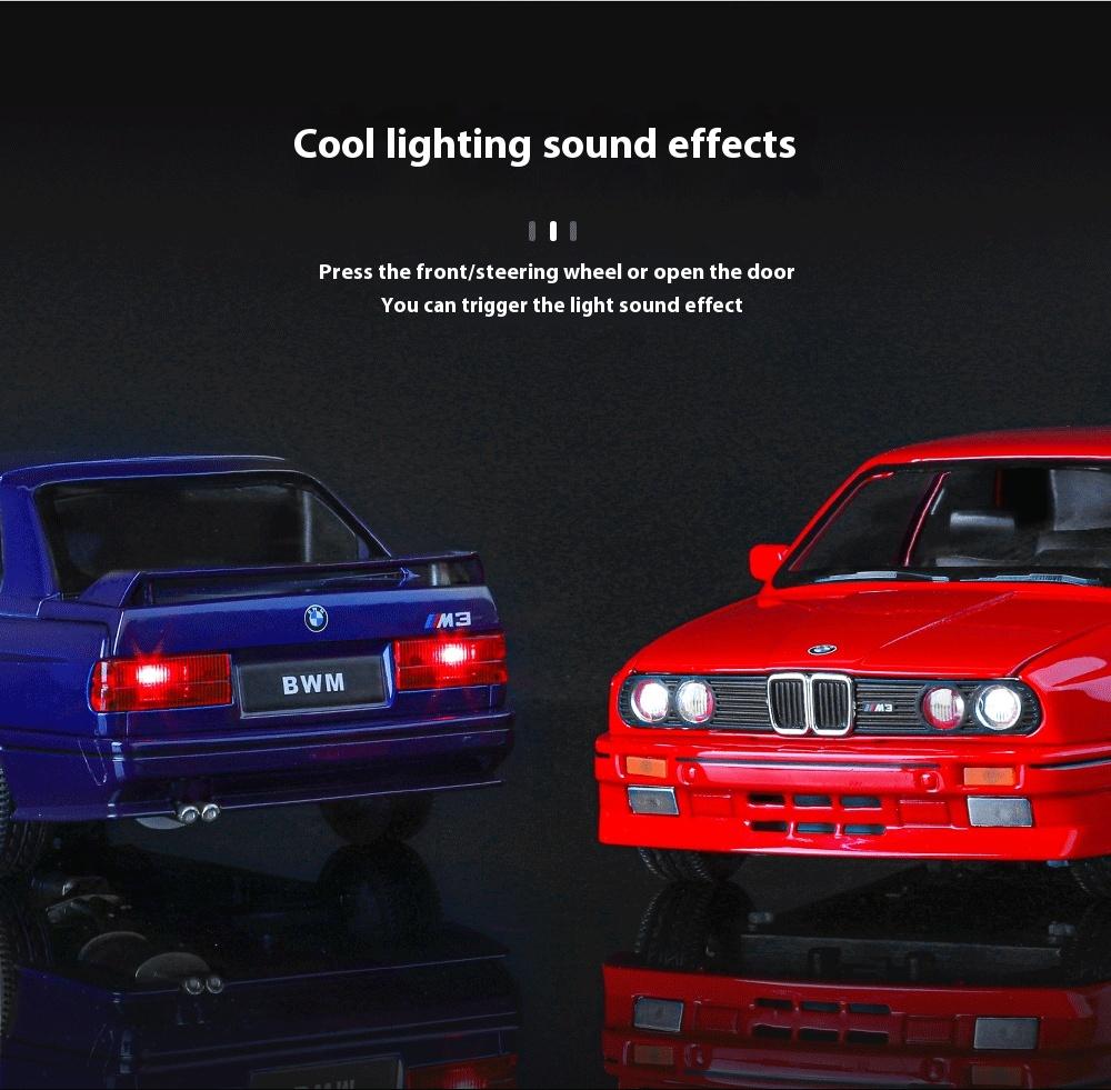 1/24 BMW M3 1988 Уличный автомобиль Литой сплав Металлическая модель автомобиля Коллекция Хобби Декоративное украшение Подарочная коробка для парня Подарок