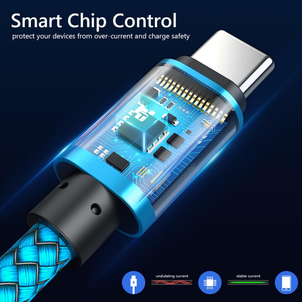 Кабель USB типа C для быстрой зарядки Кабели USB C Кабель для передачи данных Зарядное устройство для Oneplus 8T 10R Samsung S9 Note9 Huawei P20Pro Xiaomi11 12 13 Redmi Note10 POCO X4 M5