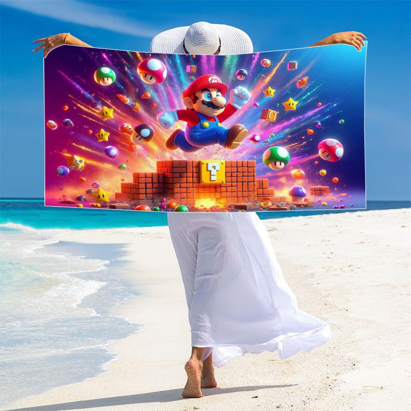 Super Brothers Print Beach Towel, Large Soft Quick Dry Towel for Beach Camping Swimming