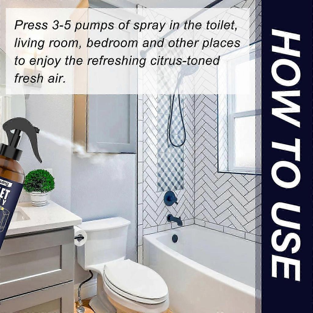 Long-Lasting Citrus Bathroom Freshener Spray with Bergamot & Natural Essential Oils Odor Eliminator for Bathroom, Kitchen & Living Rooms, 120g