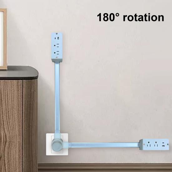 Удлинитель для электрической розетки с USB-A, USB-C, 2 розетки переменного тока 110 В, вращающийся на 180 градусов диван, тумбочка, стол, настенная розетка, удлинитель