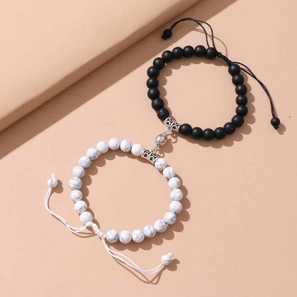 Мода 2 шт./компл. натуральный камень бусины браслет для йоги для влюбленных расстояние магнит пара браслеты ювелирные изделия дружбы