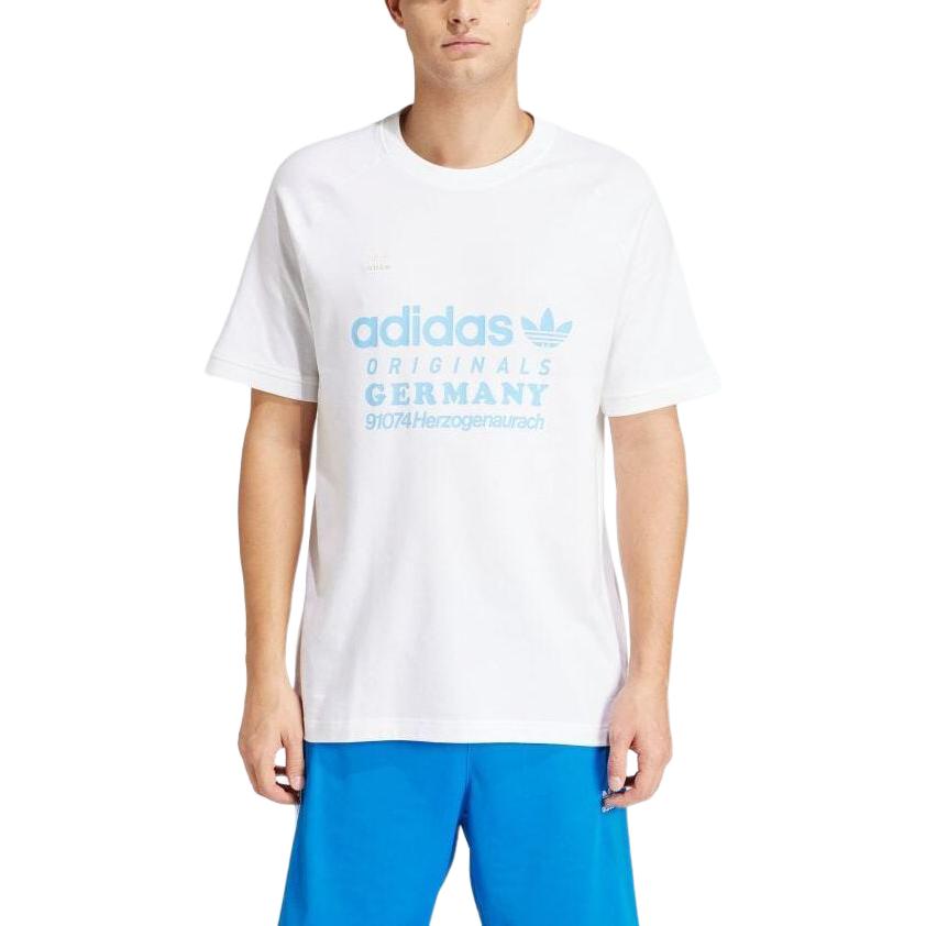 adidas Originals Logo Графический принт с круглым вырезом Реглан с короткими рукавами Мужские топы Белые IR9634