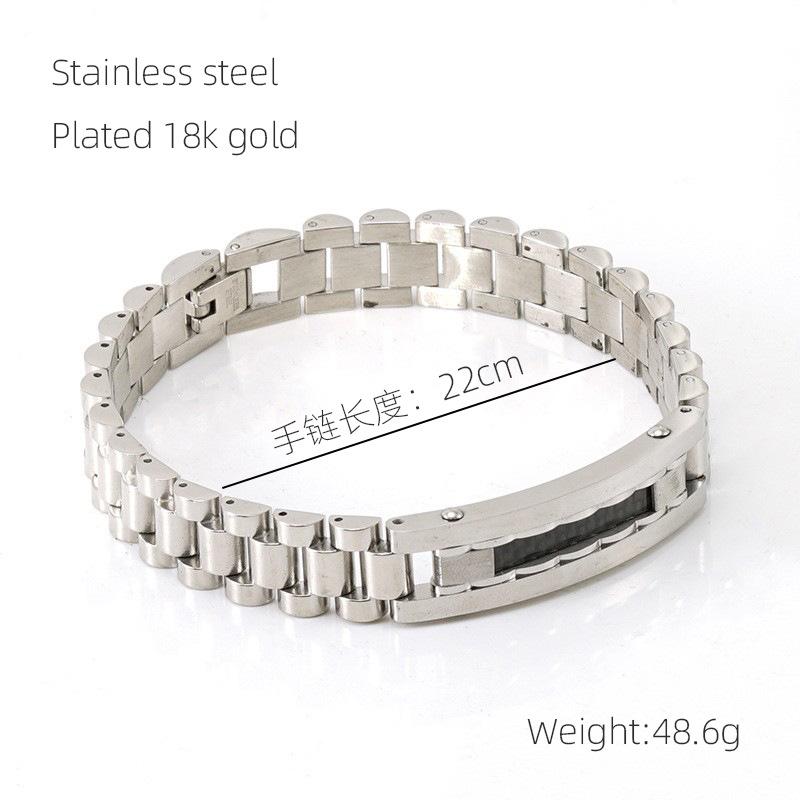 Модный мужской браслет из нержавеющей стали, персонализированная цепочка для часов, мужская бижутерия из титановой стали 18 карат