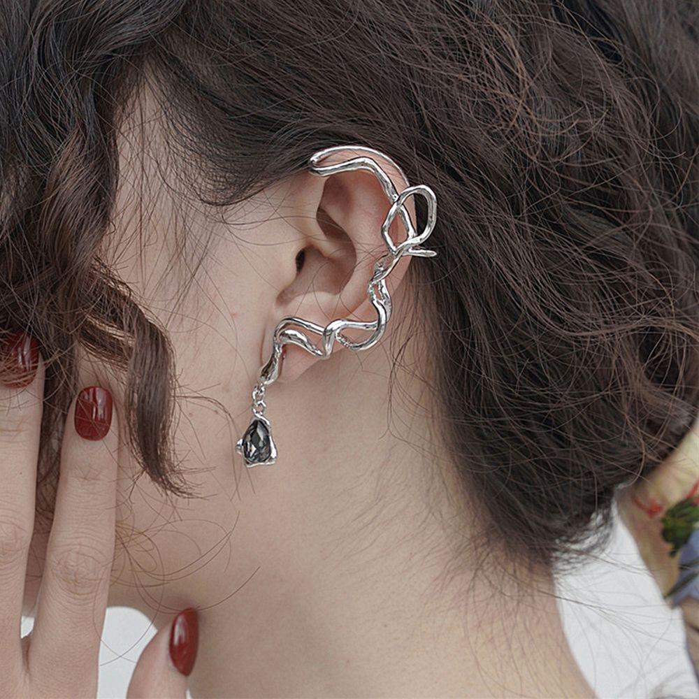 Zinc Zinc Alloy Rhinestone Snake Ear Hook Korean style Jewelry Irregular Earrings Women Clip  Earrings