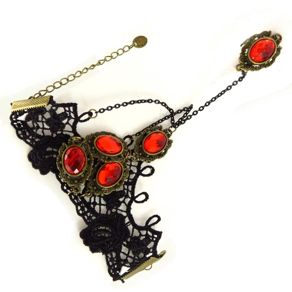 Les Trésors De Lily [К6575] - Дизайнерский комплект "Куртизанки" красный черный (кружевно)