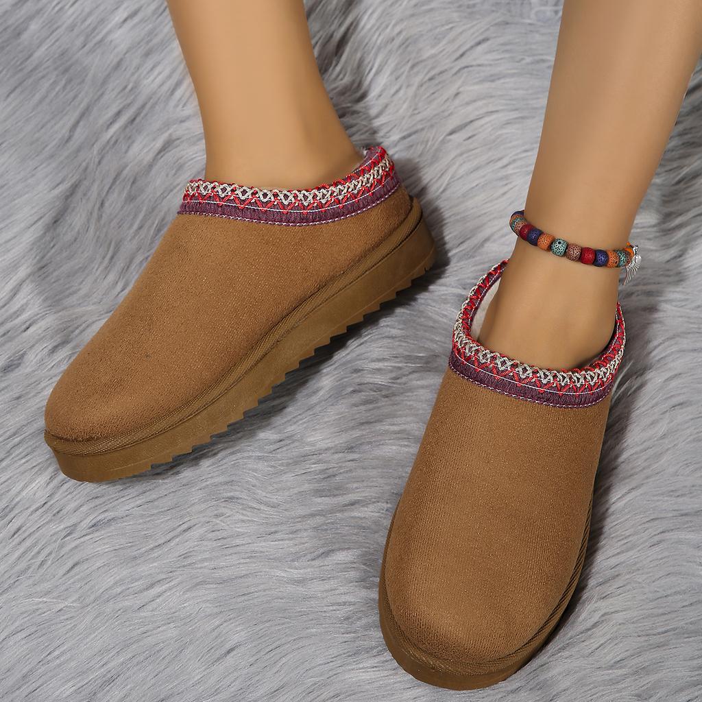 Модные зимние сапоги женские зимние новые кашемировые теплые толстые подошвы без каблука покрытые волосами полутапочки хлопковые туфли теплые кашемировые сапоги