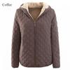 Ladies Slim Sheep Wool Hooded Coat Lining Thickened Warm Jacket Ladies Oversized Jacket Solid Color Tops