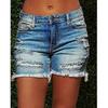 Holes Style Women Ripped Jeans Shorts High Stretchy Hem Short for Womens Shorts XL,dark blue